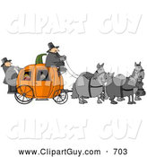 Clip Art of ATeam of Horses Pulling People on a Pumpkin Carriage by Djart
