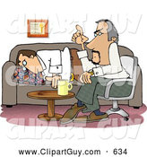 Clip Art of ATired or Bored Psychiatric Patient Falling Asleep to Psychiatrist Talking by Djart