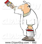 Clip Art of AWhite Man Painting a Vertical Surface with Red Paint by Djart