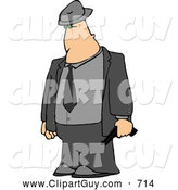 Clip Art of AWhite Mobster Armed with a Pistol by Djart