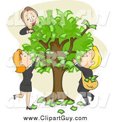 Clip Art of Caucasian Business People and a Money Tree by BNP Design Studio