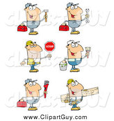 Clip Art of Caucasian Construction and Repair Men by Hit Toon