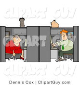 Clip Art of Customer Service People Sitting in Their Cubicles and Looking out Longingly by Djart