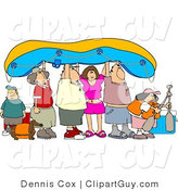 Clip Art of Friends and Family Going River Rafting, Holding the Raft up by Djart