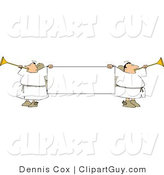 Clip Art of Male Angels Blowing Through Trumpets and Holding a Blank Sign by Djart