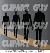 Clip Art of Male Models Walking on a Runway by Pams Clipart
