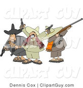Clip Art of Rowdy Mexican Banditos Pointing Guns and Rifles by Djart
