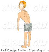 Vector Clip Art of a Man with an Allergic Reaction on His Back - Royalty Free by BNP Design Studio