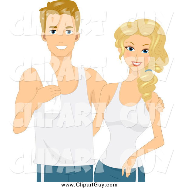 Clip Art of a Active Blond Fitness Couple