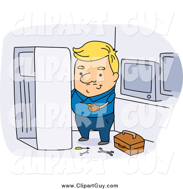 Clip Art of a Blond White Appliance Repair Man