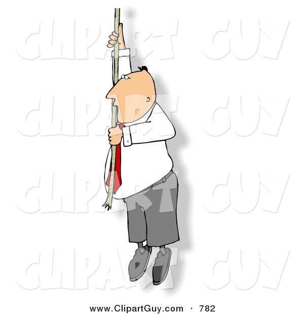 Clip Art of a Businessman Climbing a Rope