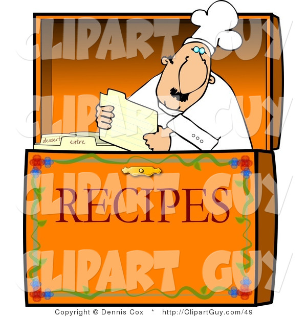Clip Art of a Food Recipe Box with a Caucasian Chef