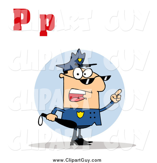 Clip Art of a Mad Cop with Letters C