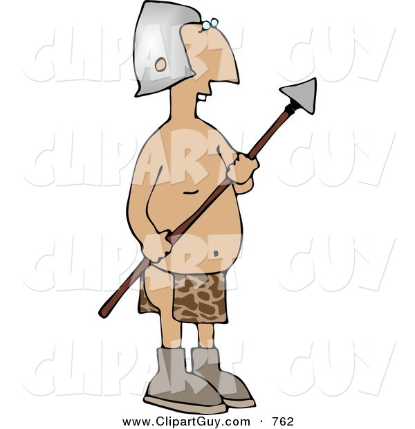 Clip Art of a Native Roman Guard Holding a Spear Weapon