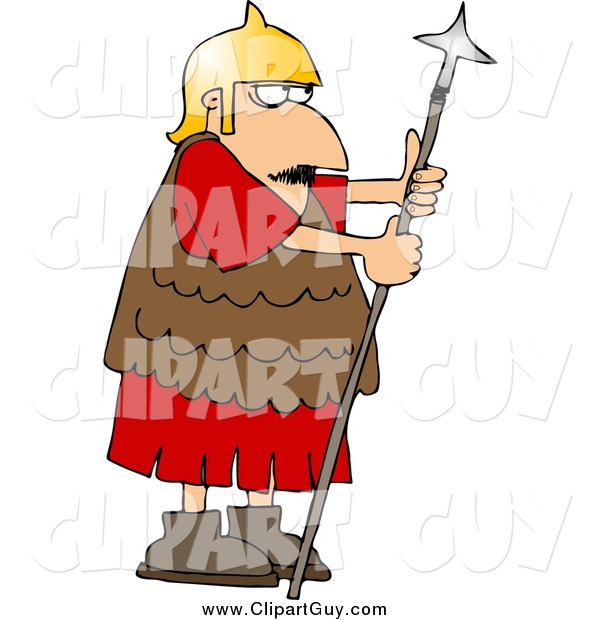 Clip Art of a Roman Army Soldier with a Spear