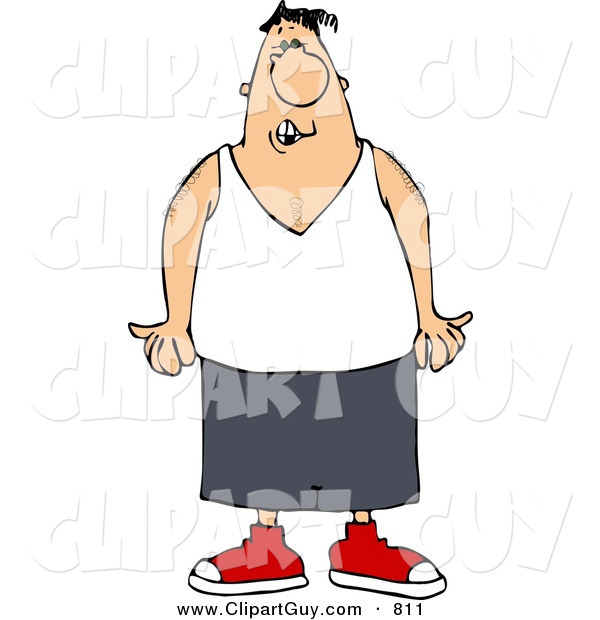 Clip Art of a Scowling Homie Wearing a Wifebeater Shirt