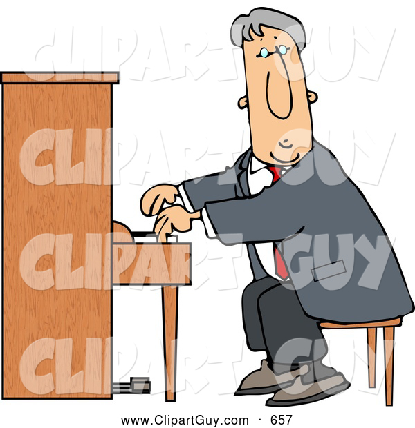 Clip Art of AAverage Elderly Man Playing the Piano