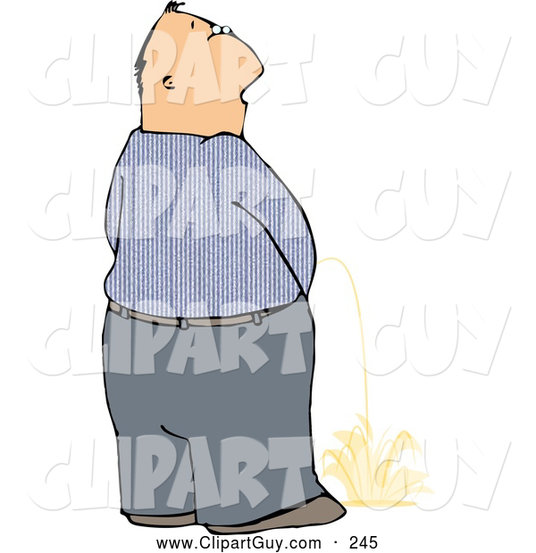 Clip Art of ACreepy Man Peeing on the Ground in Public