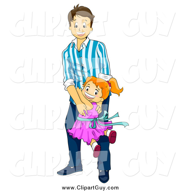 Clip Art of ADad Swinging His Daughter Around