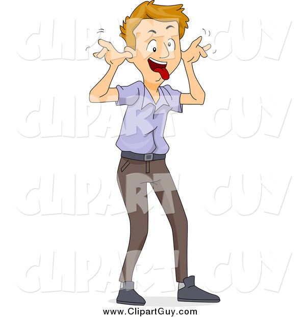 Clip Art of AGoofy Man Making a Funny Face