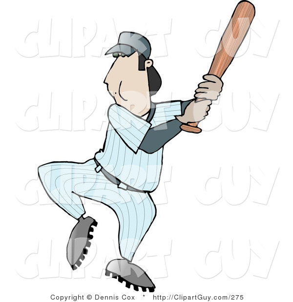 Clip Art of an Adult Male Baseball Player Swinging the Bat Towards the Pitch