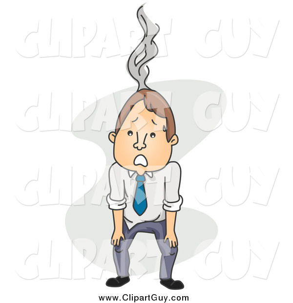 Clip Art of an Exhausted and Burnt out Business Man