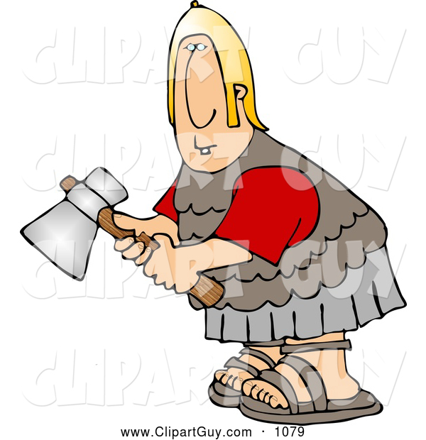 Clip Art of ARoman Army Soldier with an Axe
