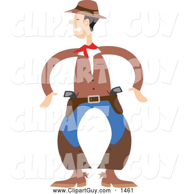 Clip Art of AWestern Cowboy Ready to Draw His Guns