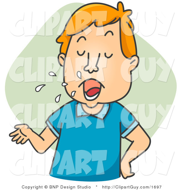 Vector Clip Art of a Red Haired White Man Spitting While Talking - Royalty Free