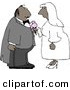 Americana Vector Clip Art of an African American Male and Female Couple Getting Hitched by Djart
