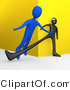 Clip Art of a 3d Man Tripping Another - Royalty Free by