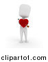 Clip Art of a 3d White Person Holding a Heart with Cupids Arrow by BNP Design Studio