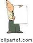 Clip Art of a Businessman Holding a Blank Poster Board Sign, on White by Djart