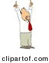 Clip Art of a Businessman Pointing Hands and Fingers up to the Ceiling by Djart