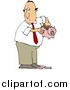 Clip Art of a Caucasian Businessman Breaking a Piggy Bank by Djart