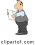 Clip Art of a Caucasian Lawyer Reading an Important Legal Document by Djart