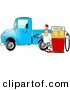 Clip Art of a Caucasian Man at the Gas Station Pumping Diesel Fuel into His Pickup Truck by Djart
