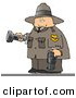 Clip Art of a Caucasian Ranger Armed with a Gun and Pointing a Flashlight by Djart