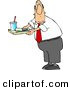 Clip Art of a Caucasian Teacher Man Carrying Food on a School Lunch Tray in a Cafeteria by Djart