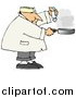 Clip Art of a Chubby White Male Chef Salting Food in a Frying Pan by Djart