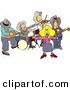 Clip Art of a Country Western Band Playing Country Music on White by Djart