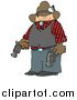 Clip Art of a Cowboy Holding Two Loaded Guns by Djart
