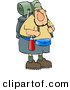 Clip Art of a Curious and Adventurous Male Hiker Carrying Backpack and Camping Gear by Djart