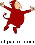 Clip Art of a Devil Jumping up in the Air with Joy by Djart