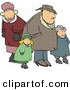 Clip Art of a Family of Four Going out Together During the Winter Season by Djart