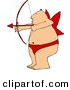 Clip Art of a Fat Man Wearing Valentine Cupid Costume While Aiming a Bow an Arrow by Djart