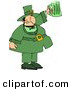 Clip Art of a Goofy Saint Patrick's Day Irish Man Holding a Green Beer Mug by Djart