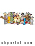 Clip Art of a Group of Adults and Children Wearing Halloween Costumes on White by Djart