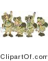 Clip Art of a Group of Boy Scouts Wearing Hiking Gear and Waving Their Hands Goodbye by Djart