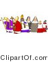 Clip Art of a Group of Religious Nuns and Bishops on a White Background by Djart